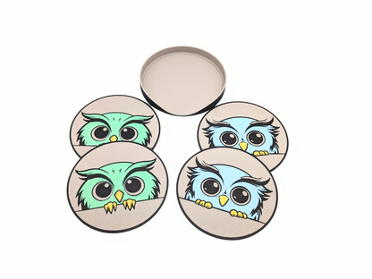 Cute Owl Coaster Set